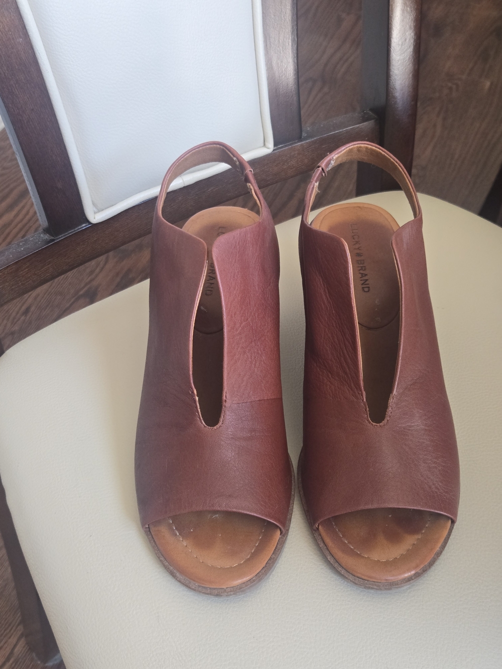 Lucky Brand Women's Brown Leather Slingback Sandals